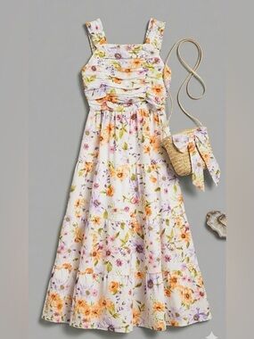 Rare Editions White Sundress Floral Print with matching shoulder bag